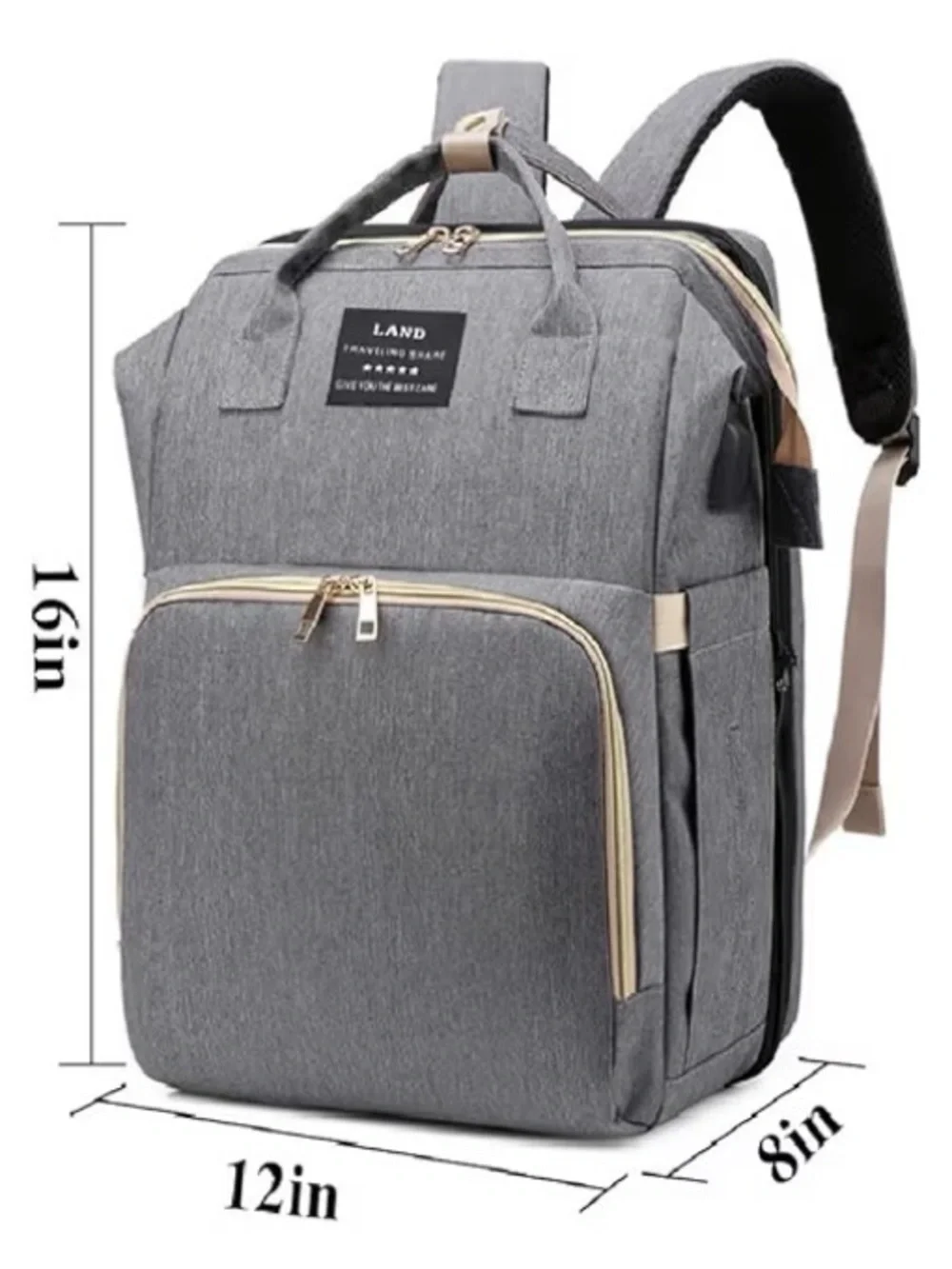 LAND Unisex Baby Diaper Bag Backpack - Multi‑Pocket
